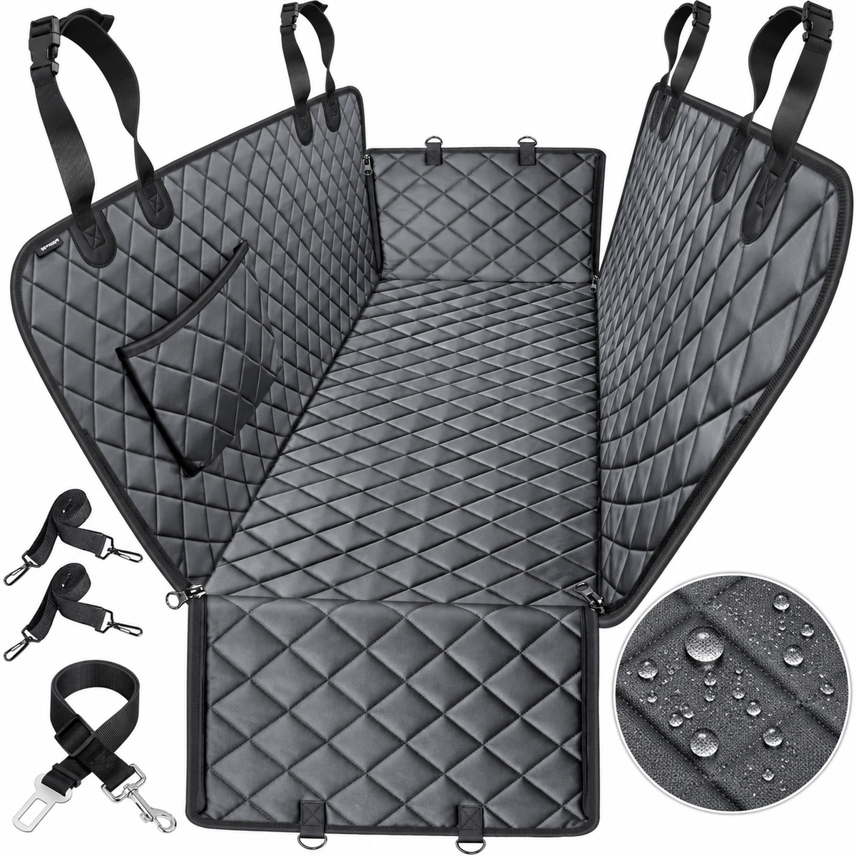 Protector de Asiento para Coche 4 en 1 para Perros – Impermeable y Antideslizante