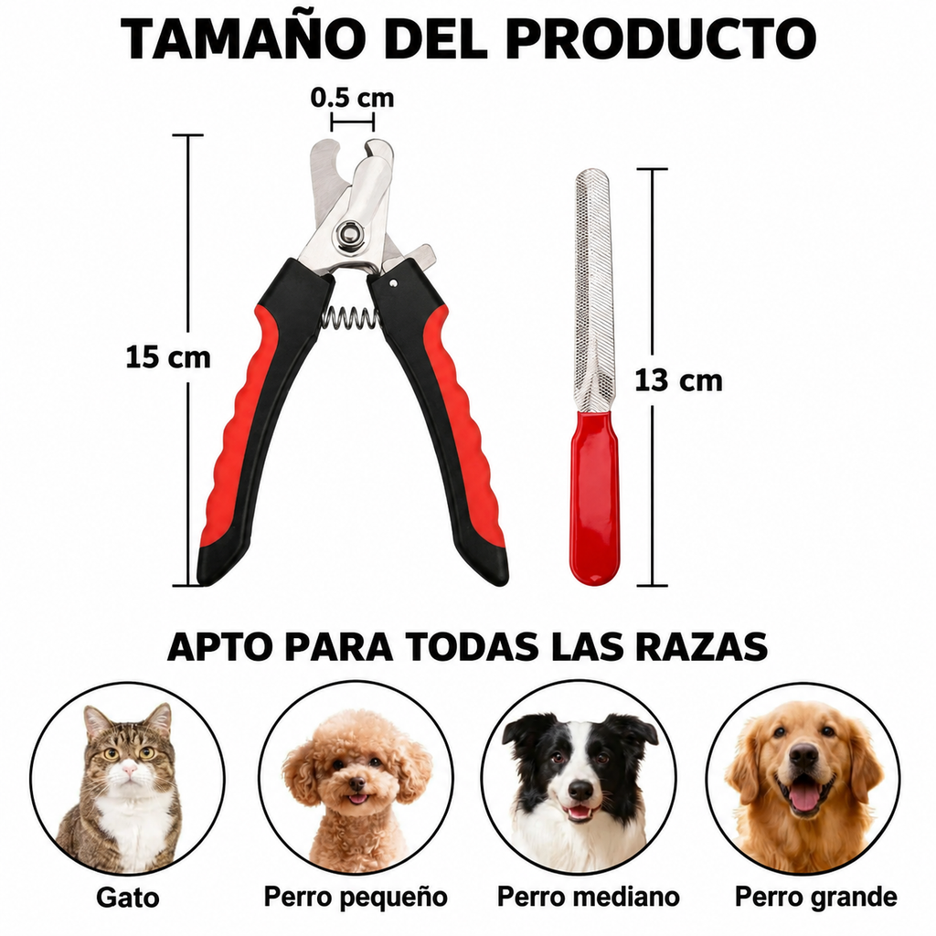 Cortaúñas Profesional para Perros y Gatos – Acero Inoxidable con Lima